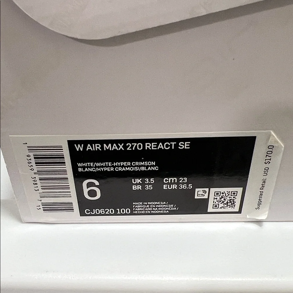 NEW-Nike W Air Max 270 React SE (Women's) size 6